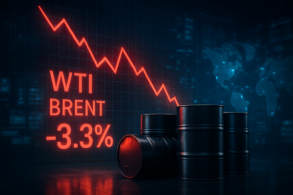 Crude Oil Futures Plunge 3.3% as Geopolitical Risk Evaporates and Supply Surpluses Loom