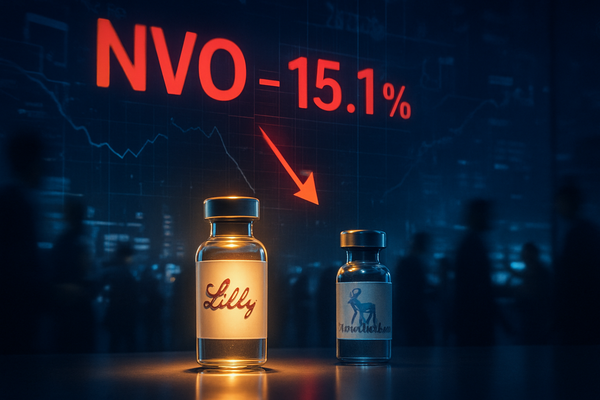 Novo Nordisk Shares Tumble 15.1% After CagriSema Fails to Topple Eli Lilly in Head-to-Head Trial