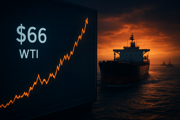 WTI Crude Oil Futures Surge Toward $66 Amid US-Iran Conflict Fears and Inventory Drop