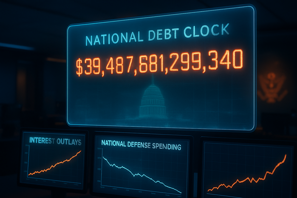 Fiscal Straitjacket: U.S. Debt Hits $39 Trillion as Interest Costs Eclipse Defense Spending